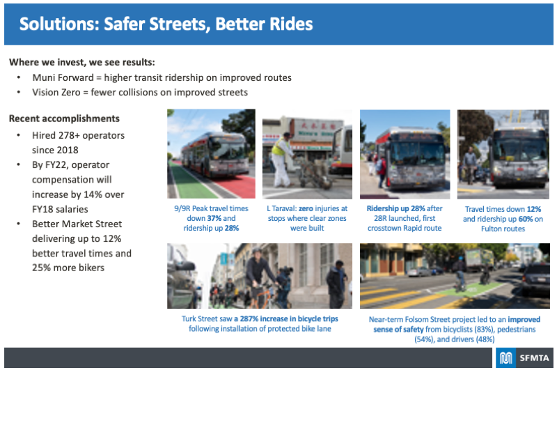 Board highlighting the Solutions called for with Safer Streets and Better Rides