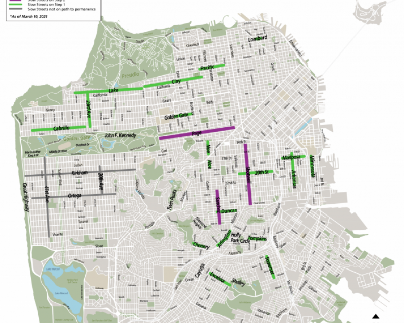 Map of San Francisco's slow street network 