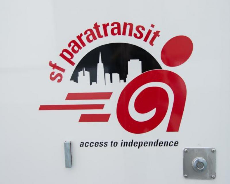 San Francisco Paratransit logo on the side of a vehicle