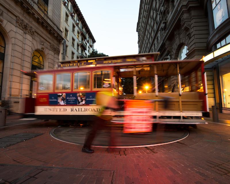 Cable Car being turned around at the Powell Street Cable Car Turnaround 