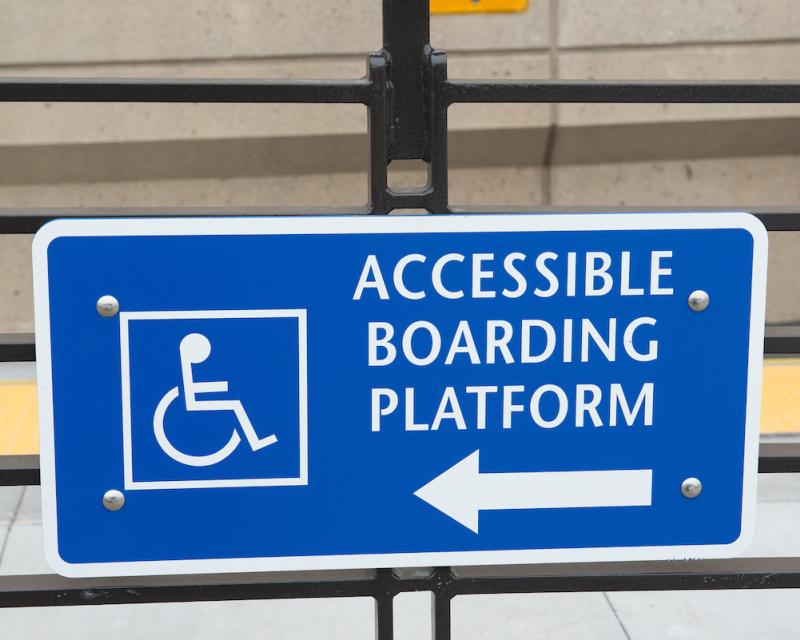 Photo: Accessible Muni Metro boarding platform placard