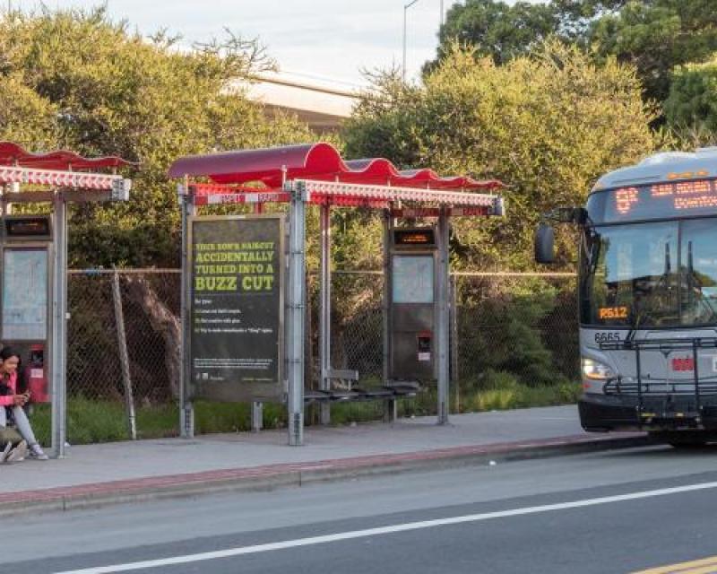 New Bus Shelters at Boarding Bulb on San Bruno Avenue