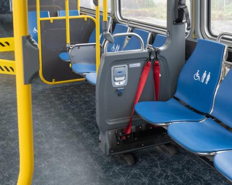 Interior View of Bus Coach with Priority Seats