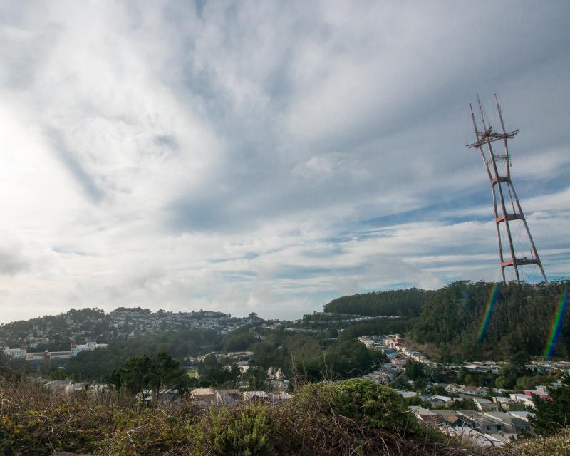 view of western side of twin peaks with sutro tower