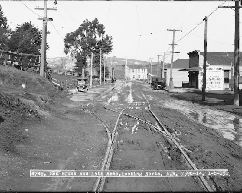 Picture of the Bayshore tracks without a freeway