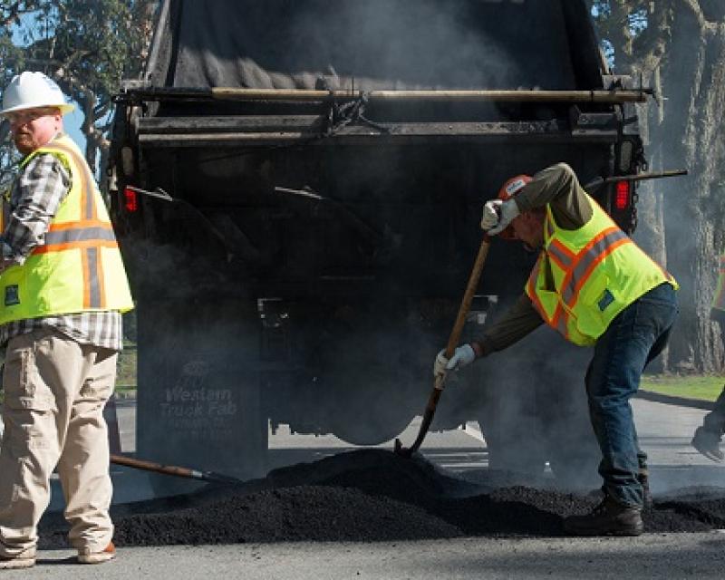 SFMTA crews building speed humps.