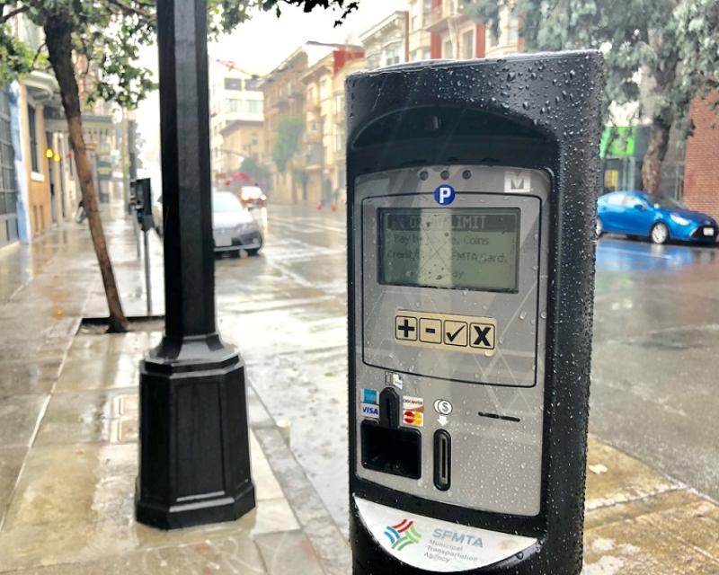 New parking meters on Post Street.