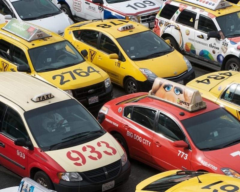 Taxis at the airport.