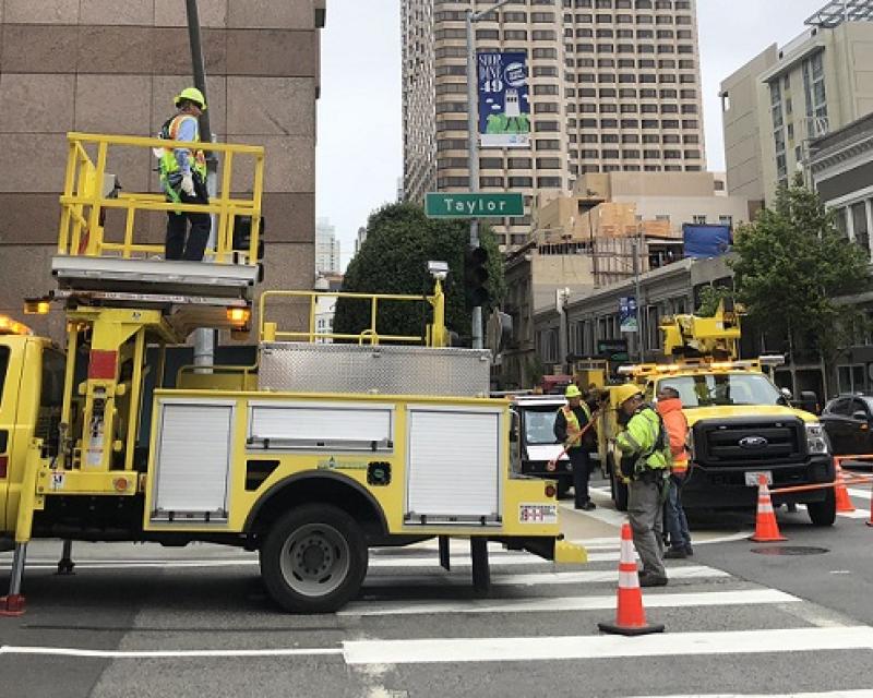 Crews working on Taylor Street