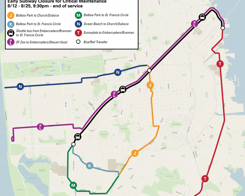 Early Subway Closure Map