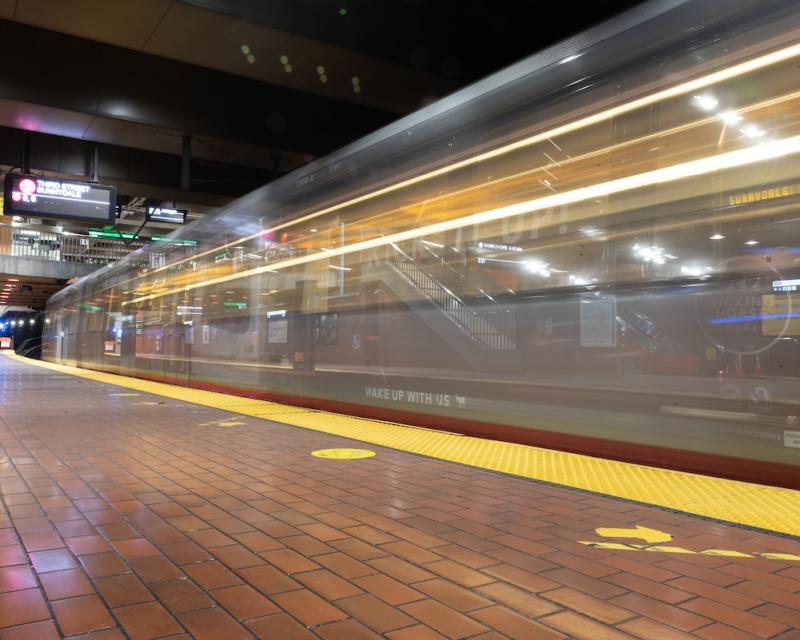 Photo of T Third entering Castro Station