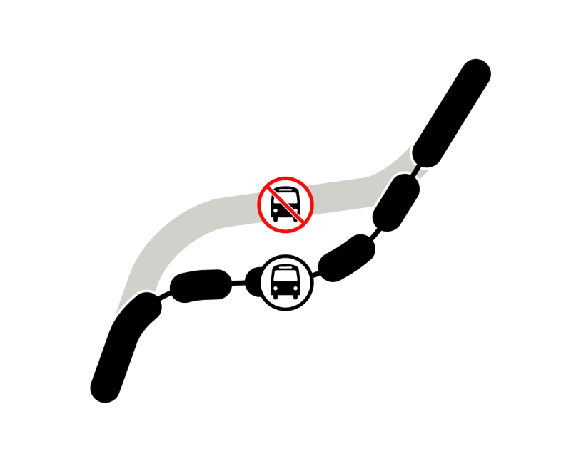 graphic depicting rerouted bus service