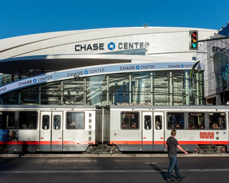 Photo of T Third train passing Chase Center