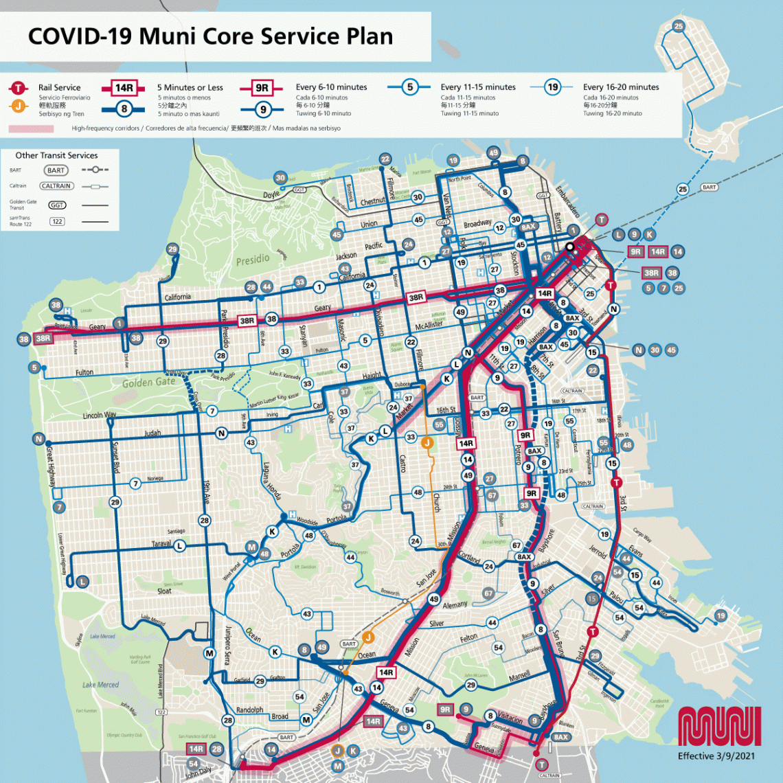 COVID-19 Muni Core Service Plan Map | SFMTA